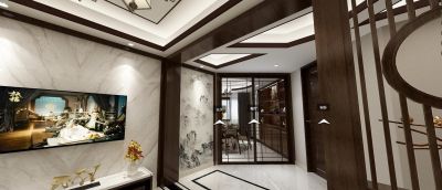   新中式_三室两厅_布纹