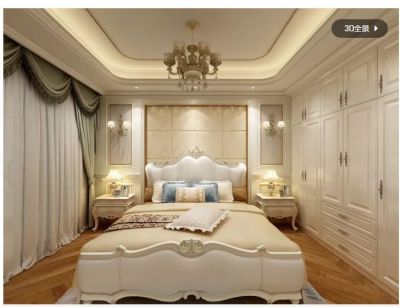   别墅_欧式_卧室_白色_弧形顶