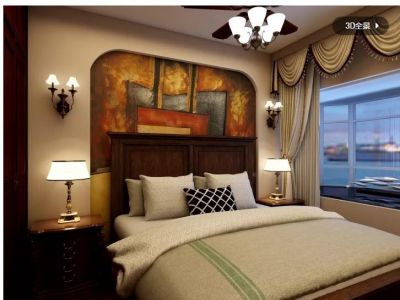   美式_卧室_抽象画