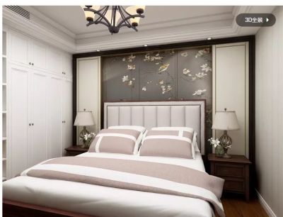   美式_卧室_打印画背景_条纹