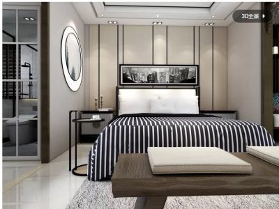   现代_卧室_金属线_布纹_粗布纹