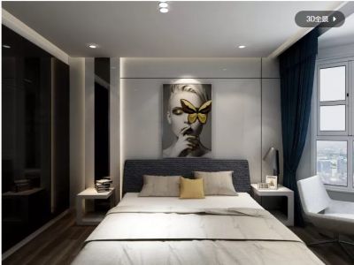   现代_卧室_黑白_镜面