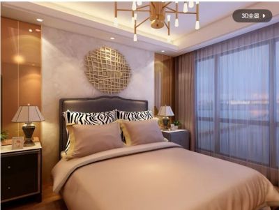   现代_卧室_暖色石材纹_镜面 