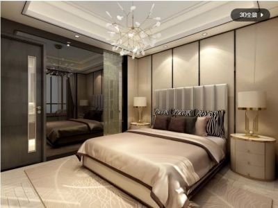   现代_卧室_抽象纹_暖色调_黑色边框中国风