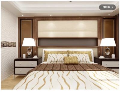   现代_卧室_暖色调_黑白框线