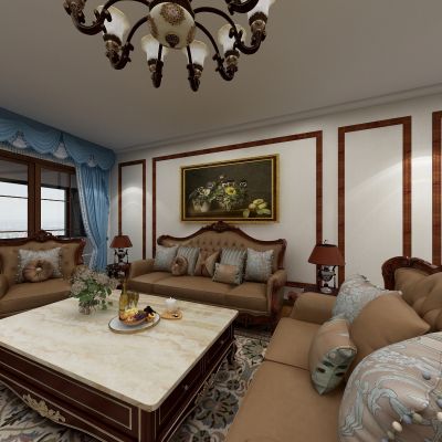   简约美式 120平 成都  设计师小6