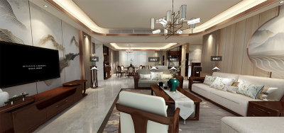   新中式_客厅_浅木纹_浅边顶_空间